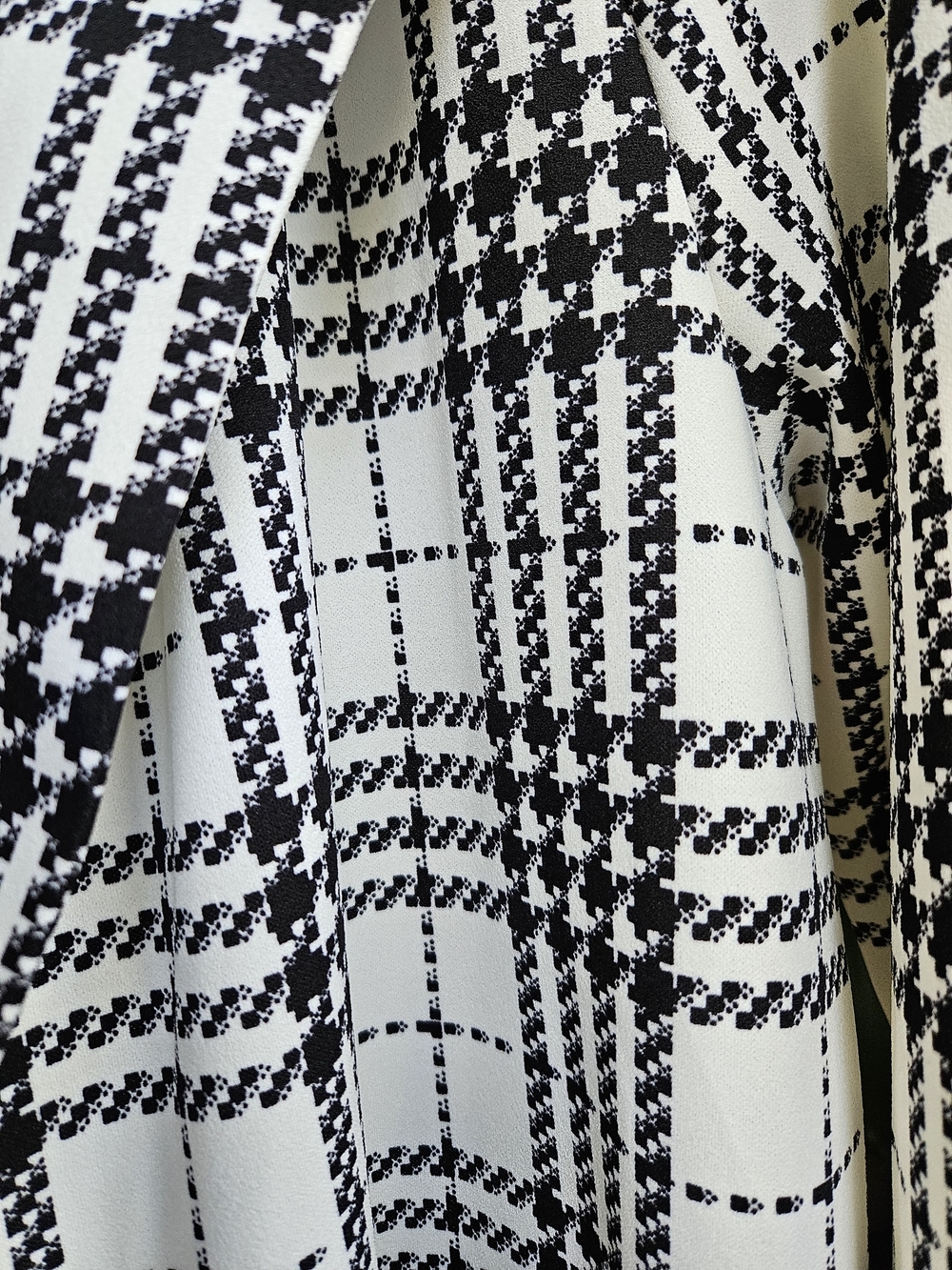 MELLODAY Black White Plaid Open Front Longline Jacket Coat - Picture 7 of 16